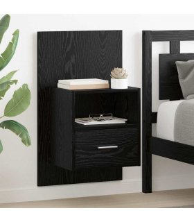 vidaXL Bedside Cabinet with Drawer 2 pcs Black Oak 50 x 32.5 x 80cm