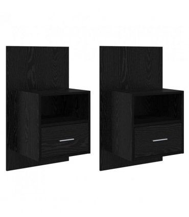 vidaXL Bedside Cabinet with Drawer 2 pcs Black Oak 50 x 32.5 x 80cm