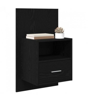 vidaXL Bedside Cabinet with Drawer 2 pcs Black Oak 50 x 32.5 x 80cm