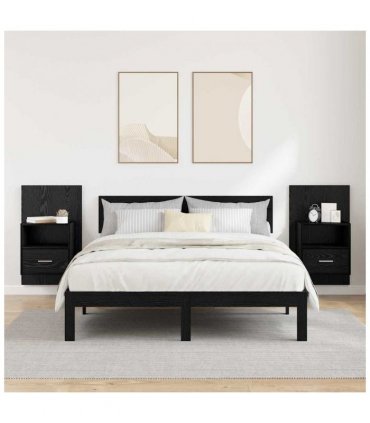 vidaXL Bedside Cabinet with Drawer 2 pcs Black Oak 50 x 32.5 x 80cm