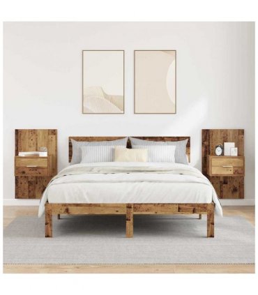 vidaXL Bedside Cabinet 2 pcs Old Wood 50 x 32.5 x 80cm Engineered Wood