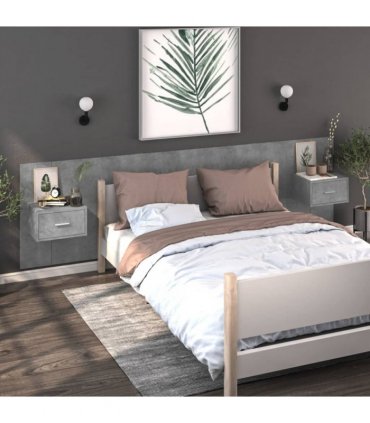 vidaXL Wall-mounted Bedside Cabinets 2 pcs Concrete Grey — V0672029676