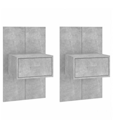 vidaXL Wall-mounted Bedside Cabinets 2 pcs Concrete Grey — V0672029676