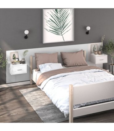 vidaXL Wall-mounted Bedside Cabinets 2 pcs White