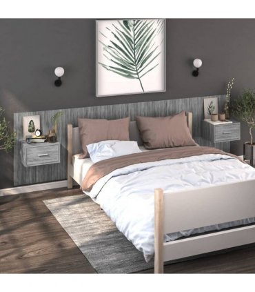 vidaXL Wall-mounted Bedside Cabinets 2 pcs Grey Sonoma