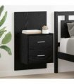 vidaXL Wall-mounted Bedside Cabinet with Drawer 2 pcs Black Oak