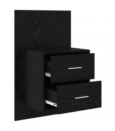 vidaXL Wall-mounted Bedside Cabinet with Drawer 2 pcs Black Oak