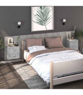 vidaXL Wall-mounted Bedside Cabinets 2 pcs Concrete Grey — V0672029686