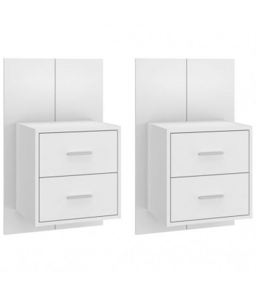 vidaXL Wall-mounted Bedside Cabinets 2 pcs White — V0672029688