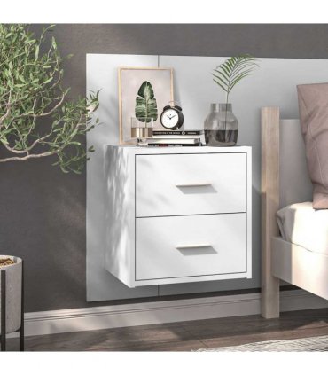 vidaXL Wall-mounted Bedside Cabinets 2 pcs White — V0672029688