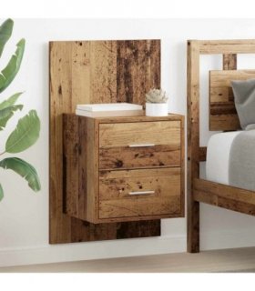 vidaXL Wall-mounted Bedside Cabinet 2 pcs Old Wood 48.5 x 32.5 x 80 cm