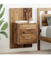 vidaXL Wall-mounted Bedside Cabinet 2 pcs Old Wood 48.5 x 32.5 x 80 cm