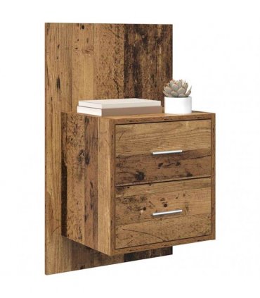 vidaXL Wall-mounted Bedside Cabinet 2 pcs Old Wood 48.5 x 32.5 x 80 cm