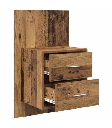 vidaXL Wall-mounted Bedside Cabinet 2 pcs Old Wood 48.5 x 32.5 x 80 cm