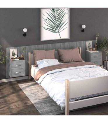 vidaXL Wall-mounted Bedside Cabinets 2 pcs Grey Sonoma — V0672029693