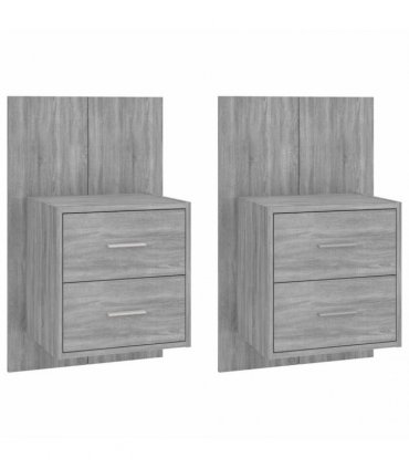 vidaXL Wall-mounted Bedside Cabinets 2 pcs Grey Sonoma — V0672029693