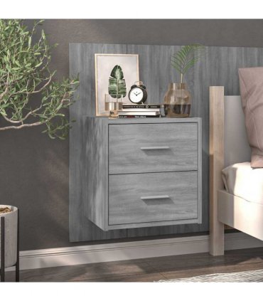 vidaXL Wall-mounted Bedside Cabinets 2 pcs Grey Sonoma — V0672029693