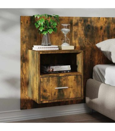 vidaXL Wall-mounted Bedside Cabinet Smoked Oak — V0672029697