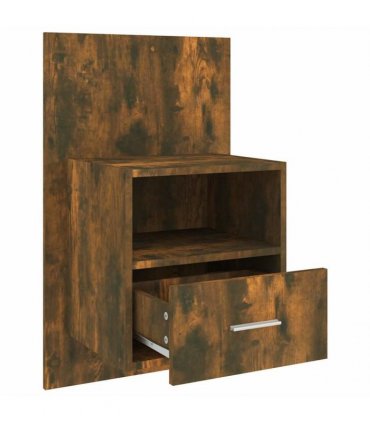 vidaXL Wall-mounted Bedside Cabinet Smoked Oak — V0672029697