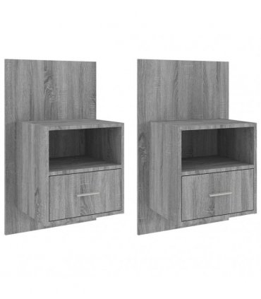 vidaXL Wall-mounted Bedside Cabinets 2 pcs Grey Sonoma — V0672029698