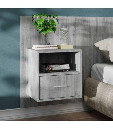 vidaXL Wall-mounted Bedside Cabinets 2 pcs Grey Sonoma — V0672029698