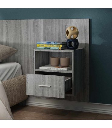 vidaXL Wall-mounted Bedside Cabinets 2 pcs Grey Sonoma — V0672029698