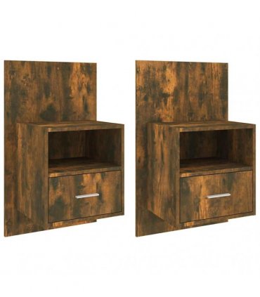 vidaXL Wall-mounted Bedside Cabinets 2 pcs Smoked Oak — V0672029699