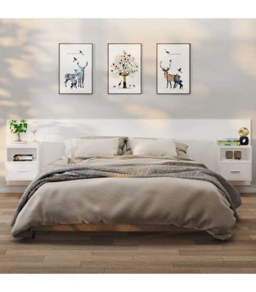 vidaXL Wall-mounted Bedside Cabinets 2 pcs White — V0672029702
