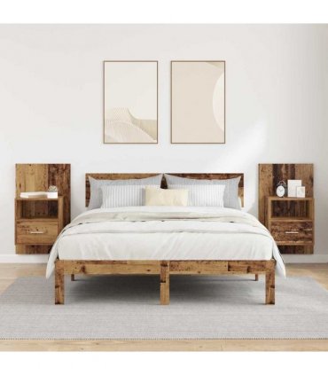 vidaXL Bedside Cabinet 2 pcs Old Wood 50 x 32.5 x 80cm Engineered Wood — V0672029704