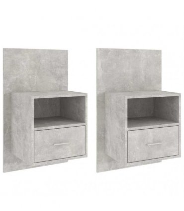 vidaXL Wall-mounted Bedside Cabinets 2 pcs Concrete Grey — V0672029705