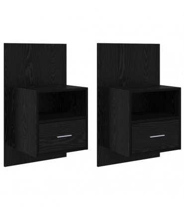 vidaXL Bedside Cabinet with Drawer 2 pcs Black Oak 50 x 32.5 x 80cm — V0672029707
