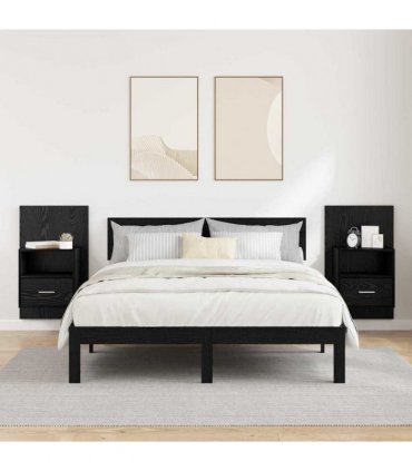 vidaXL Bedside Cabinet with Drawer 2 pcs Black Oak 50 x 32.5 x 80cm — V0672029707