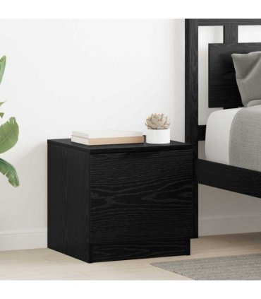 vidaXL Bed Cabinet 2 pcs Black Oak 40 x 39 x 40cm Engineered Wood