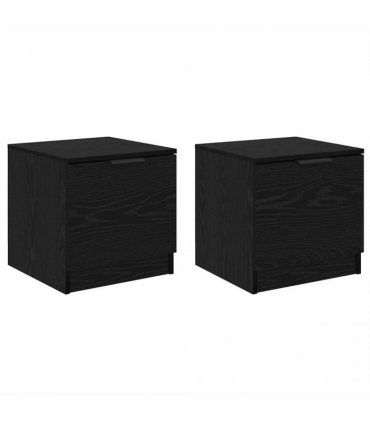 vidaXL Bed Cabinet 2 pcs Black Oak 40 x 39 x 40cm Engineered Wood