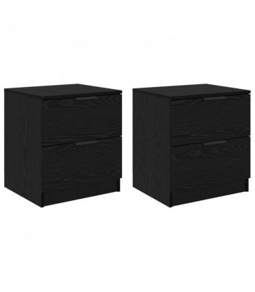 vidaXL Bedside Cabinet 2 pcs Black Oak 45 x 39 x 50cm Engineered Wood