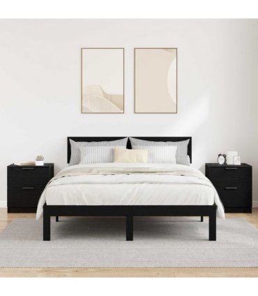 vidaXL Bedside Cabinet 2 pcs Black Oak 45 x 39 x 50cm Engineered Wood