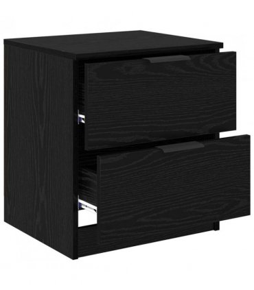vidaXL Bedside Cabinet 2 pcs Black Oak 45 x 39 x 50cm Engineered Wood