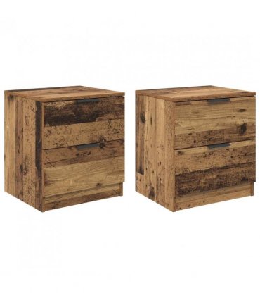 vidaXL Bedside Cabinet 2 pcs Old Wood 45 x 39 x 50cm Engineered Wood