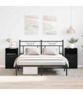 vidaXL Bedside Cabinet 2 pcs Black Oak 40 x 35 x 65 cm Engineered Wood