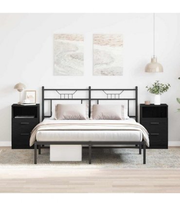vidaXL Bedside Cabinet 2 pcs Black Oak 40 x 35 x 65 cm Engineered Wood