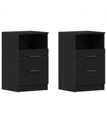vidaXL Bedside Cabinet 2 pcs Black Oak 40 x 35 x 65 cm Engineered Wood
