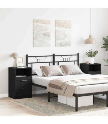 vidaXL Bedside Cabinet 2 pcs Black Oak 40 x 35 x 65 cm Engineered Wood