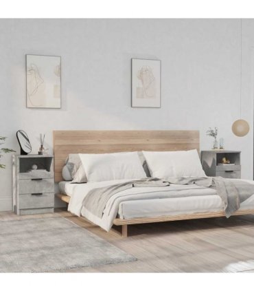 vidaXL Bedside Cabinets 2 pcs Concrete Grey Engineered Wood — V0672029745