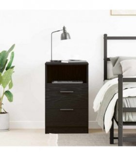 vidaXL Bedside Cabinet Black Oak 40 x 35 x 65 cm Engineered Wood — V0672029747