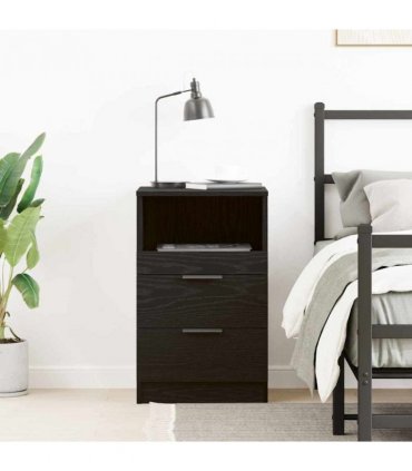 vidaXL Bedside Cabinet Black Oak 40 x 35 x 65 cm Engineered Wood — V0672029747