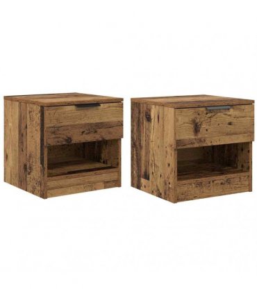 vidaXL Bed Cabinet 2 pcs Old Wood 40 x 39 x 40cm Engineered Wood — V0672029753