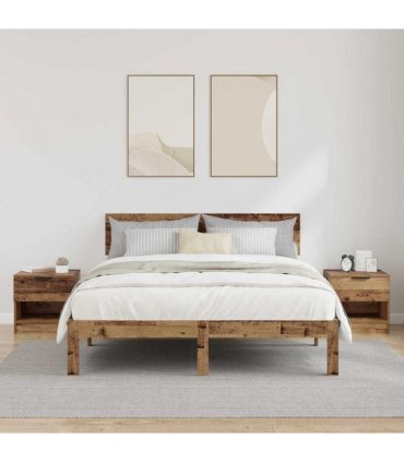 vidaXL Bed Cabinet 2 pcs Old Wood 40 x 39 x 40cm Engineered Wood — V0672029753