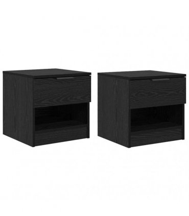 vidaXL Bed Cabinet 2 pcs Black Oak 40 x 39 x 40cm Engineered Wood — V0672029758