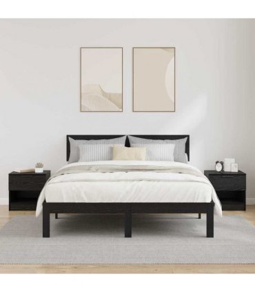 vidaXL Bed Cabinet 2 pcs Black Oak 40 x 39 x 40cm Engineered Wood — V0672029758