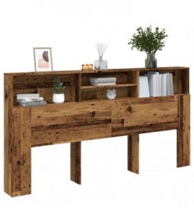 vidaXL Headboard Cabinet Old Wood 200x19x103.5 cm Engineered Wood — Size: 200 x 19 x 103.5 cm